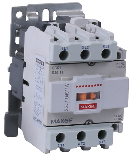 SGC1-DCC Contactores para control de motores hasta 45kW a 400V categoría AC-3 (9 a 95A). 
Mando en corriente continua